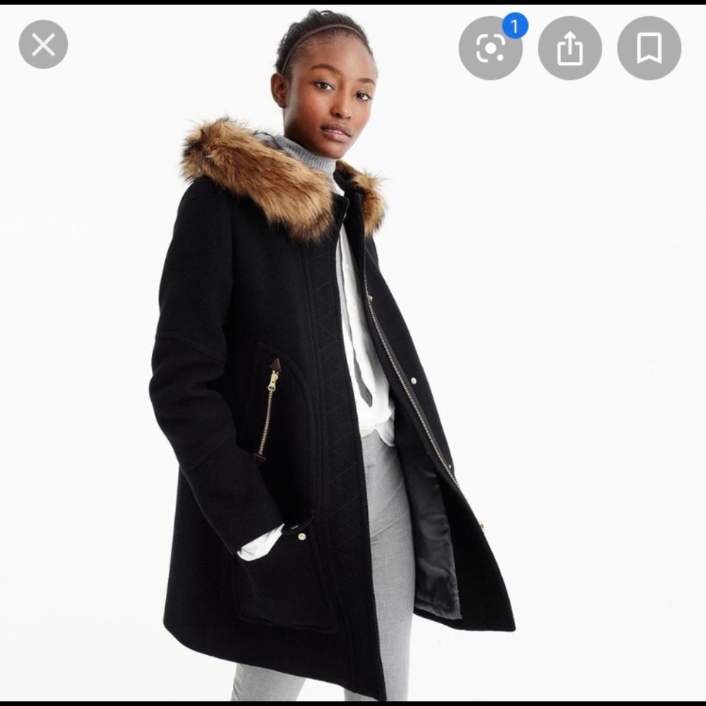 J.Crew Chateau Parka Italian Stadium Cloth Black 8